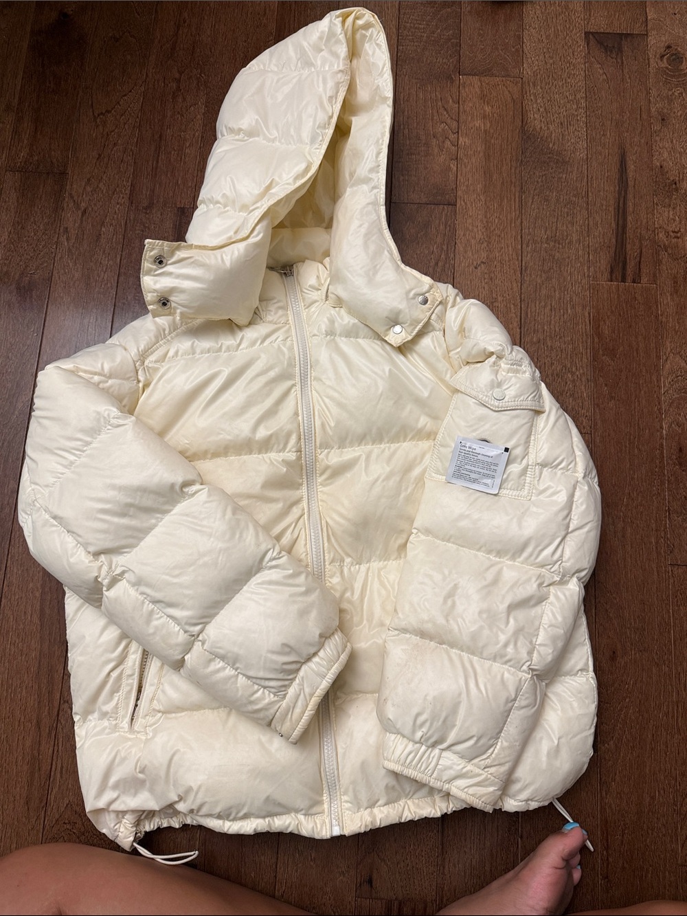 Kids Cream Hooded Puffer Jacket
